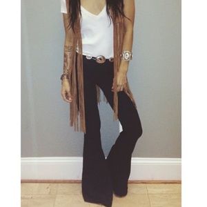 Black flare jeggings pants